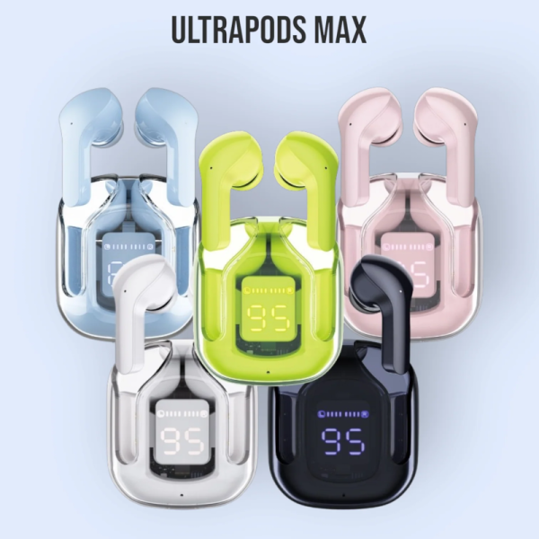Ultrapods Max Transparent Wireless Earbuds TWS with Cover